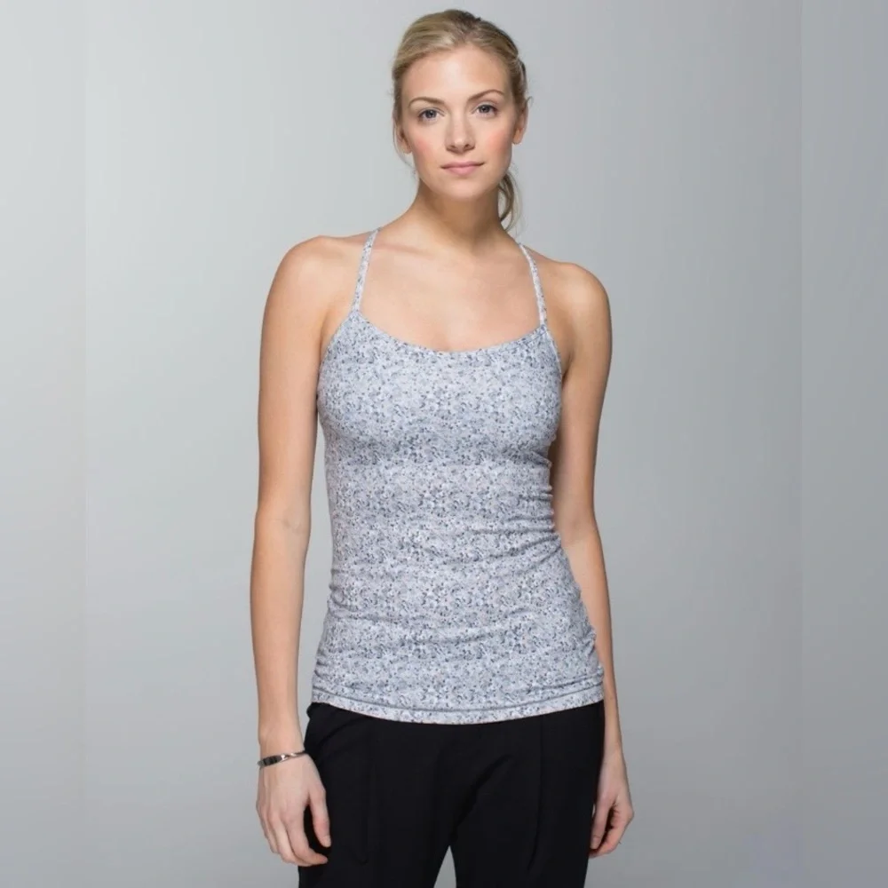 Lululemon Power Y Tank, Petite Fleur Silver Spoon, 8